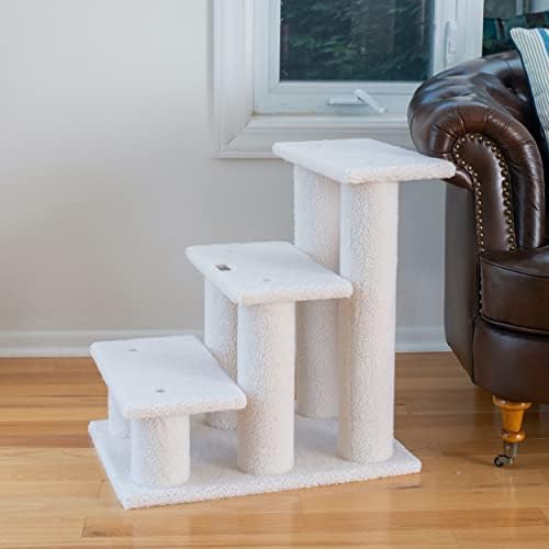 3 שלבים מדרגות חתול עץ אמיתי מדרגות רמפה, 25 כלבי גובה מטפסים וחתלתולים מדרגות יציבות חזקה