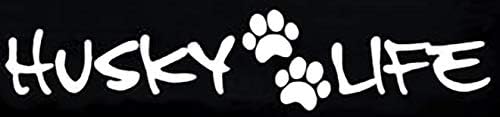כלב האסקי כלב מדבקות ויניל מדבקה לבן 7.5 x 3 ב- SSND1092