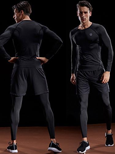 חפיסה של Neleus גברים 3 חפיסות יבש בכושר יבש שרוול ארוך חולצות אימון אימון