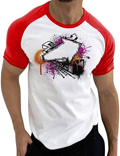 חולצות טריקו של שרוול קצר של ZDDO לקיץ לגברים, רחוב צבע רחוב הדפס גרפי O צוואר טי צוואר צמרות אימון