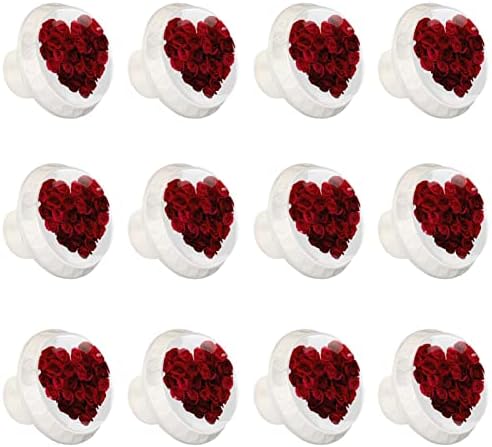טבובט 12 חבילה - ידיות חומרה של ארונות, ידיות לארונות ומגירות, ידיות שידות בית חווה, פרח ורד סגול