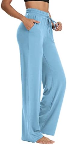 מכנסי טרניעה יוגה של סרין מתיוס מכנסי טרנינג רגל רחבים פיג'מה מכנסיים נוחים אימון משרטט מכנסיים עם כיסים