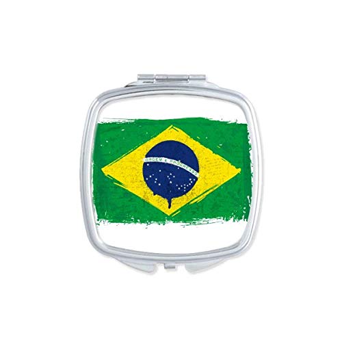 יד-צבוע ברזיל דגל ברזיל מראה נייד קומפקטי כיס איפור דו צדדי זכוכית