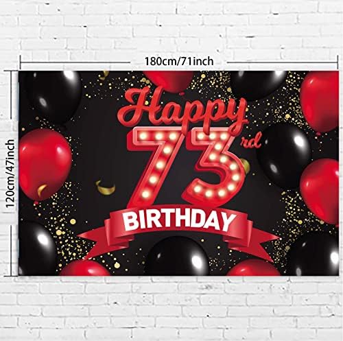 שמח 73 יום הולדת אדום ושחור באנר רקע קישוטי בלוני נושא דקור עבור בנות נשים נסיכת 73 שנים יום