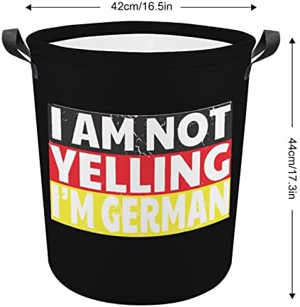 אני לא צועק אני גרמנית1 עגול כביסת מתקפל עמיד למים בגדים מלוכלכים סלי עם ידיות כביסה סל אחסון תיק