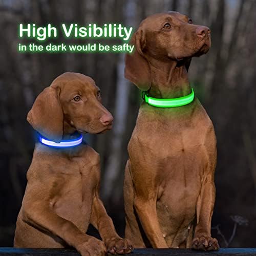 צווארון כלבים של Weesiber LED - צווארוני כלבים מדליקים - צווארון LED נטען נטען - זוהר מתכוונן בצווארון הגור הכהה