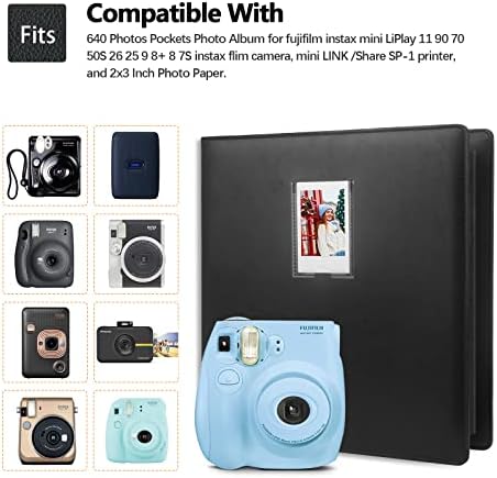 640 כיסים אלבום תמונות למצלמת מיני של פוג 'יפילם אינסטקס, פולארויד סנאפ פיק-300 ז2300 מצלמה מיידית,