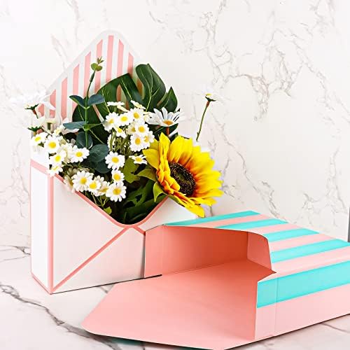 12 מארז מעטפת זר פרחים קופסאות מתנה למתנות ורוד זר פרחים קופסאות עטיפה נייר ריק קופסא טובה עם מכסים ליום