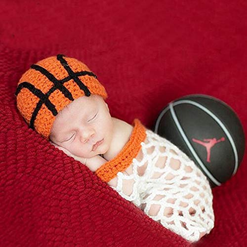 כדורסל שק שינה עם כובע החתלה תינוקות פעוט צילום אבזרי יילוד תינוקת ילד כתום&מגבר;לבן, קטן