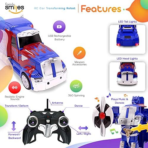 מכונית צעצוע משאית הפיכת רובוט ילדים 8-12 שנים שלט רחוק רכב 1: 14 בקנה מידה כחול