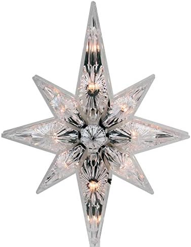 10 כוכב פנים מואר של בית לחם עץ חג המולד טופר- אורות ברורים, חוט ירוק