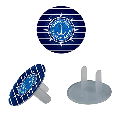 מוצא ברור מכסה 24 חבילות סמל ימי לבן כחול עם עוגן תקעים פלסטיים דיאלקטריים לשקעי חשמל חשמליים, מגן שקע הגהת