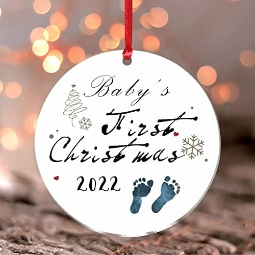 תינוק של ראשון חג המולד 2022 חג המולד קישוט תינוק טביעת רגל יילוד חותם חג המולד המפלגה קישוטי תינוק
