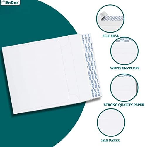 אנדוק מעטפות מרובעות לבנות בהירות - 25 חבילות - 6x6 מעטפות עם רצועת איטום עצמי ונייר 28 קילוגרם