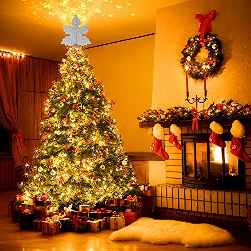 עץ חג המולד צורת עלה צורת העלה הובלת מקרן פתית שלג אור לעץ חג המולד קישוטי כוכב הזוהר העליונים