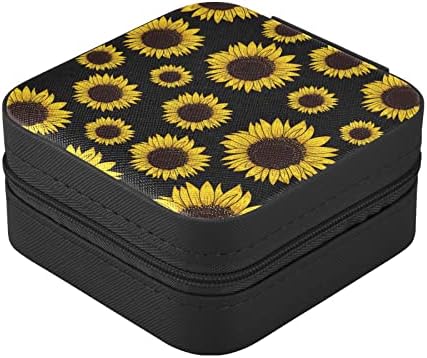 Alaza Vintage Sunflower פרחוני קופסת תכשיטים קטנה שחורה