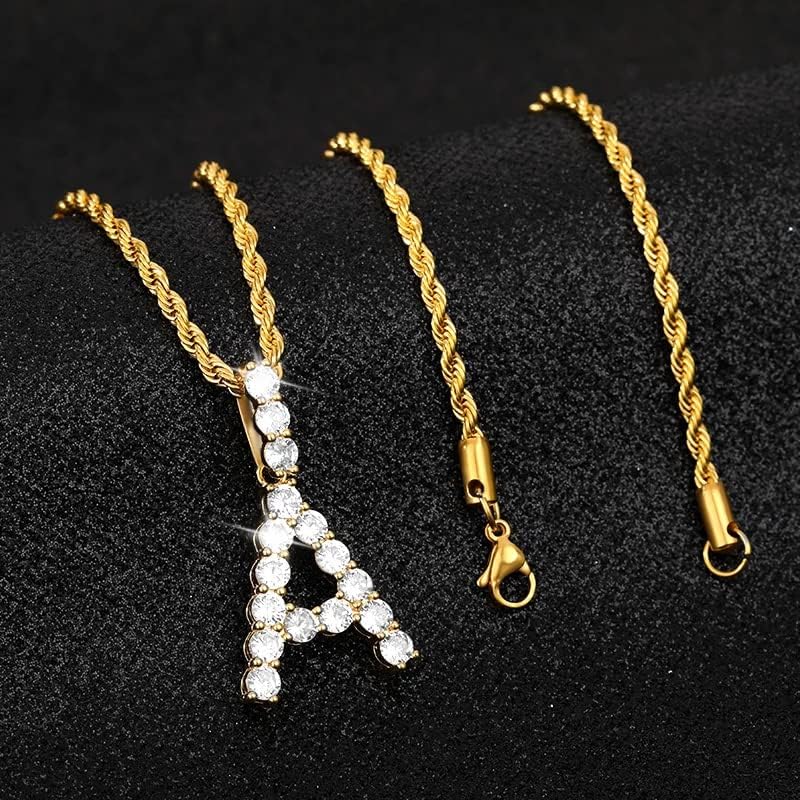 3 חנות א-ת ראשוני אותיות שרשראות אופנה זירקון לנשים זהב צבע שרשרת מכתב האלפבית שרשרת תכשיטים-72025