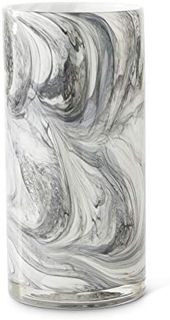 ק & ק פנים 16554 סט של 3 לבן & סמוקי מערבולת זכוכית צילינדרים, לבן ו סמוקי שחור