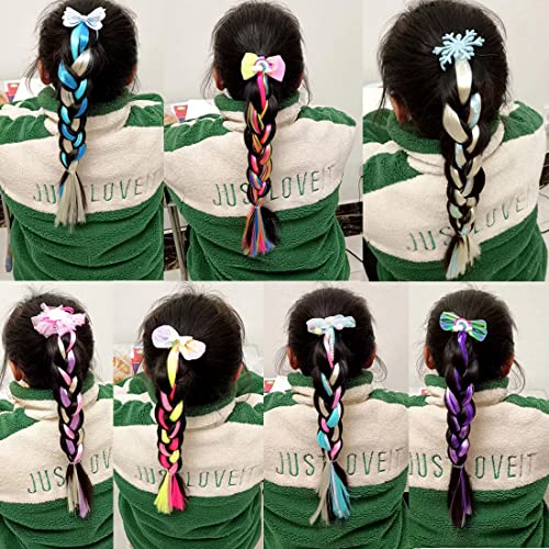 תוספות שיער לילדים צבעוני צמות שיער הרחבות עם גומי להקות קוקו הרחבות קשת צבע סינטטי נוכריות גליטר