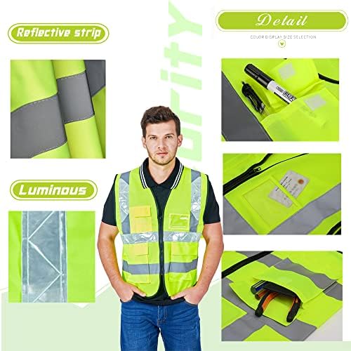 Yoweshop ראות גבוהה אפוד בטיחות רפלקטיבי התאמה אישית לוגו עם 5 כיסים מגן על בגדי עבודה מגן