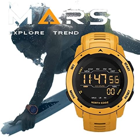 שעון דיגיטלי של גברים ספורט שעונים זמן כפול מד צעדים שעון מעורר עמיד למים50 מ ' שעון דיגיטלי