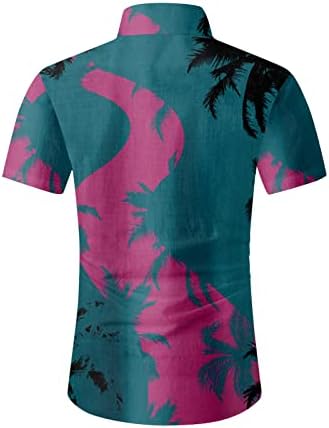 חולצות חולצה לגברים ， כפתור מודפס מזדמן למטה דש שרוול קצר שורש רגיל טי טיי קיץ חוף טרופי חולצות