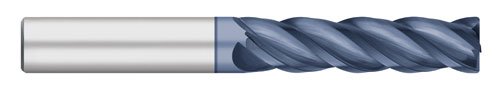 טיטאן טק23804 וי-פרו משתנה מדד מוצק קרביד סוף מיל, ארוך אורך, 4 חליל, פינת רדיוס, אלטין מצופה,