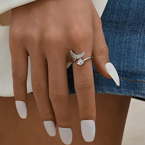 זנב דג לב זירקון טבעת לנשים תכשיטים פופולרי אביזרי לאישה אח טבעות