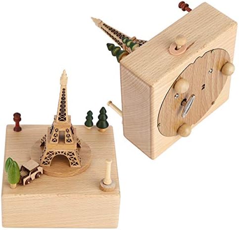 קופסת מוסיקה, טקסטורה ברורה מגע עדין, קופסת מוזיקה מעץ בצורת מגדל יציב, מעוצבת חלקית מלוטשת
