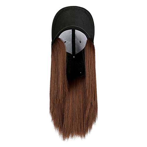 הוקאי סינטטי קצר ישר שיער כובע כובע פאה עבור נשים שחור חום גבוהה טמפרטורת סיבי מים