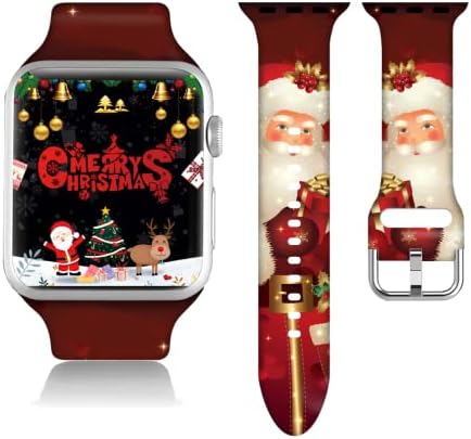 קישוטי חג המולד צפייה בלהקה תואמת ל- Apple Watch 38/40/41/42/44/45 ממ רצועות כף יד מתכווננות רצועות סיליקון