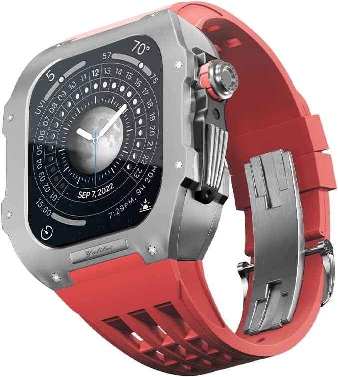 ערכת שינוי שעון Bholsa עבור Apple Watch 8 7 75 ממ מארז טיטניום + רצועת ויטון, מארז יוקרה וערכת שינוי פס