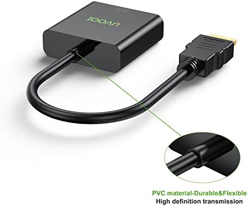 UVOOI HDMI ל- VGA מתאם 10 חבילה, HDMI ל- VGA כבל זכר לנקבה מוניטור כבל תצוגה 1080p@60Hz לשולחן