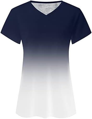 חולצות Lcziwo לנשים הדפסת שיפוע מזדמן שרוול קצר v צוואר רופף בכושר יומיומי חולצות טוניקה בסיסיות