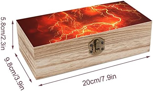 Nudquio Bright Lightning in the Dark Sky Wood Storage Box עם מנעול רטרו לצילומי תכשיטים שמור על מתנות