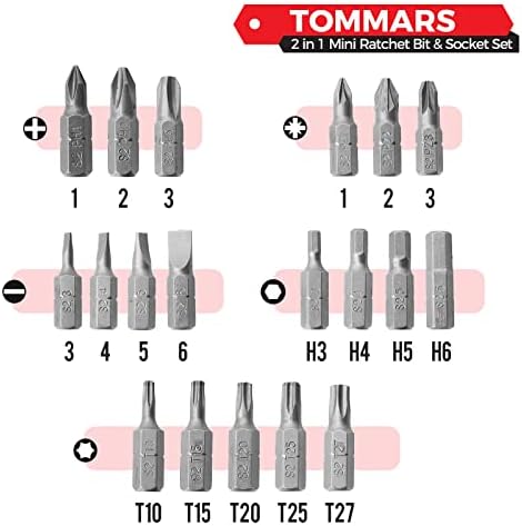 Tommars 1/4 אינץ 'מפתח ברגים מפתח ברגים מיני, מפתח מפתח מפתח מפתח. חתיכות מברג S2 ושקעי CR-V