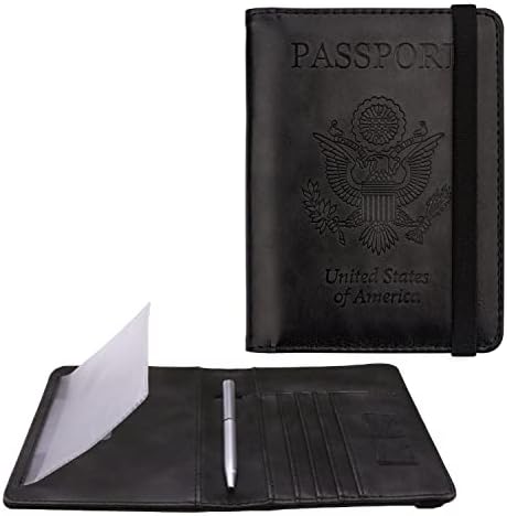 ארנק מחזיק דרכון וולנו, מחזיק כרטיס דרכון וחיסון חוסם משולב, כיסוי דרכון מקרה ארנק נסיעות יסודות, מתנה לנשים