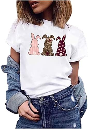 חולצת טי פסחא לנשים חולצות שרוול קצר חולצות ארנב ארנב חמוד טי גרפי אמונה טי קיץ מזדמן רופף עליון