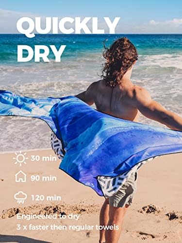 מגבת חוף מיקרופיה של אוקופה ייבוש מהיר, גדול במיוחד 63 x 31 מגבת חוף חוף מגבות סופר משקל קלות לבריכת שחייה,