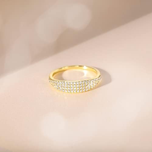 להקות חתונה ממלוליות לנשים טבעת חותם דקה בציפוי זהב 14 קראט ניתן לגיבוב פייב זירקוניה טבעות אירוסין