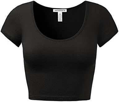 כותנה בסיסית סקופ הצוואר יבול העליון שרוול קצר חולצות נשים