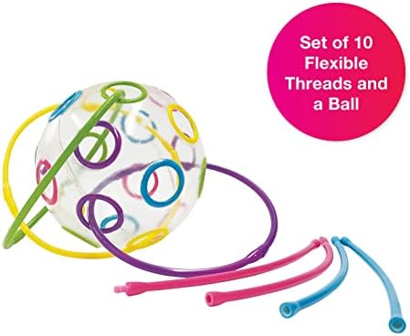 Edushape Thread -O Ball Ball - כדורים חושיים מהנים לתינוק המסייעים בשיפור זיהוי צבעים, גירוי חזותי, מיומנויות