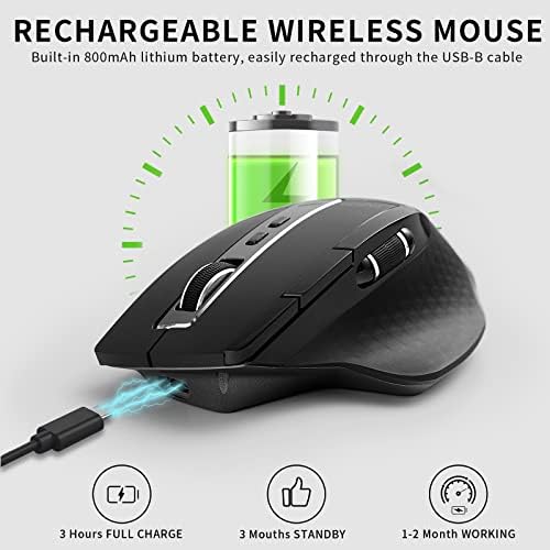 עכבר אלחוטי של Rapoo Bluetooth, 4 עכבר Bluetooth נטענת DPI מתכווננת, עכבר ארגונומי לתכנות רב-מכשירים