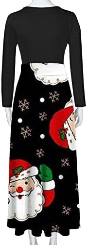 אימפריה לנשים מותניים שמלת מקסי שמלת חג המולד טלאים טלאים נוחים קוקטייל רך קוקטייל נדנדה שמלות שרוול ארוך שמלות