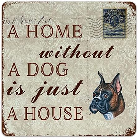 בית ללא כלב הוא רק מתאגרף בית שלט מתכת מצחיק שלט מתכת פלאק כלב חיות מחמד שלט ברוך הבא דפסת מתכת כפרית כלב קיר