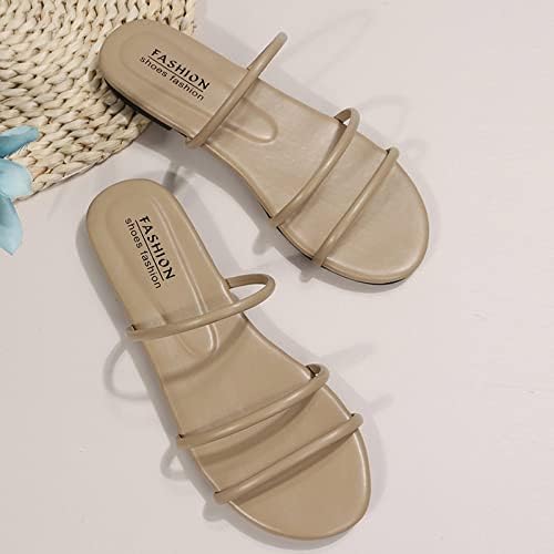 נעלי אופנת קיץ לנשים שלוש רצועות חוף נעל חוף מינימליסטית שקופיות שטוחות נערות נערות נעליים סנדלים