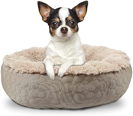 מיטת סופגנייה של האצ'קיטי מיטת סופגנייה מרגיעה סופגנייה עגולה, מיטת כלבים רכה כלבים גדולים, מיטת כרית כלבים