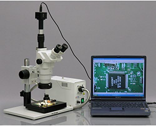 מיקרוסקופ זום סטריאו טרינוקולרי מקצועי דיגיטלי 1 טו-3-5 מ', עיניות פי 10 ו-25, הגדלה פי 2-225,