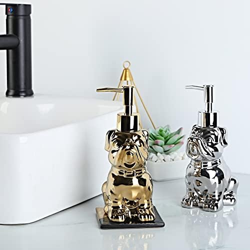 חדר אמבטיה של מתקן סבון חמוד, עיצוב בצורת כלבים, בקבוק מתקן סבון קרמיקה עם משאבה