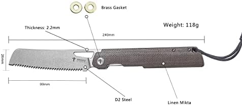 סכין לחם משוננת מתקפלת-3.8 אינץ ' -סדרת שון 119-ד2 פלדה - ידית אינ מיקטה-בסגנון יפני - קמפינג